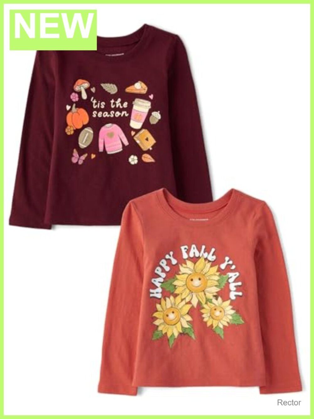 Toddler Long Sleeve Graphic T-Shirts 2 Pack Cotton Tees